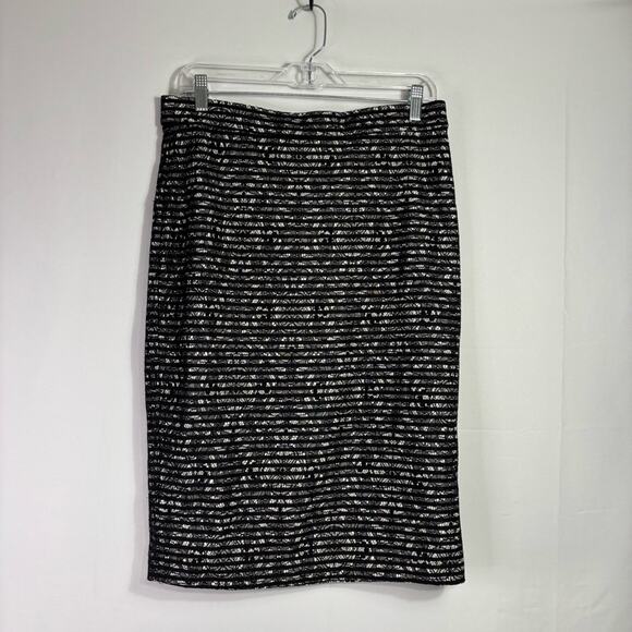 Banana Republic Black & White Pencil Skirt with Lace Overlay Size 8 KK0701 - Picture 3 of 8